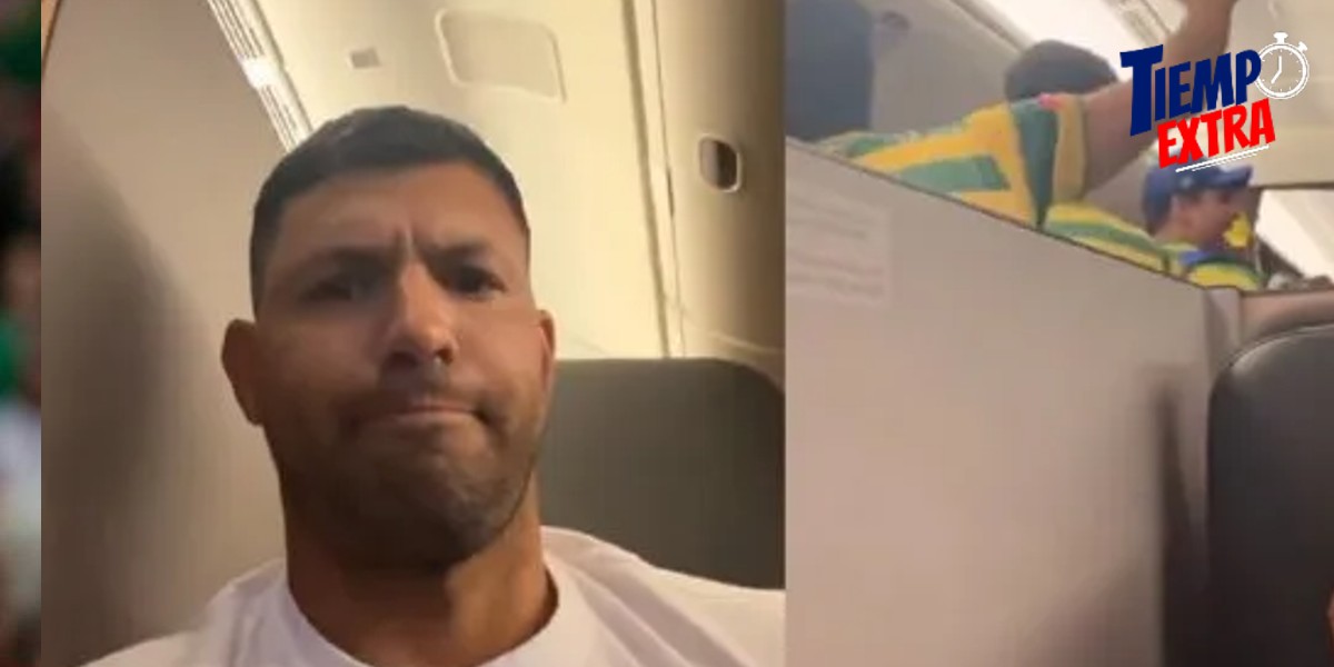 El incómodo momento del Kun Aguero junto a fanáticos de Brasil en su vuelo a Qatar (Video)