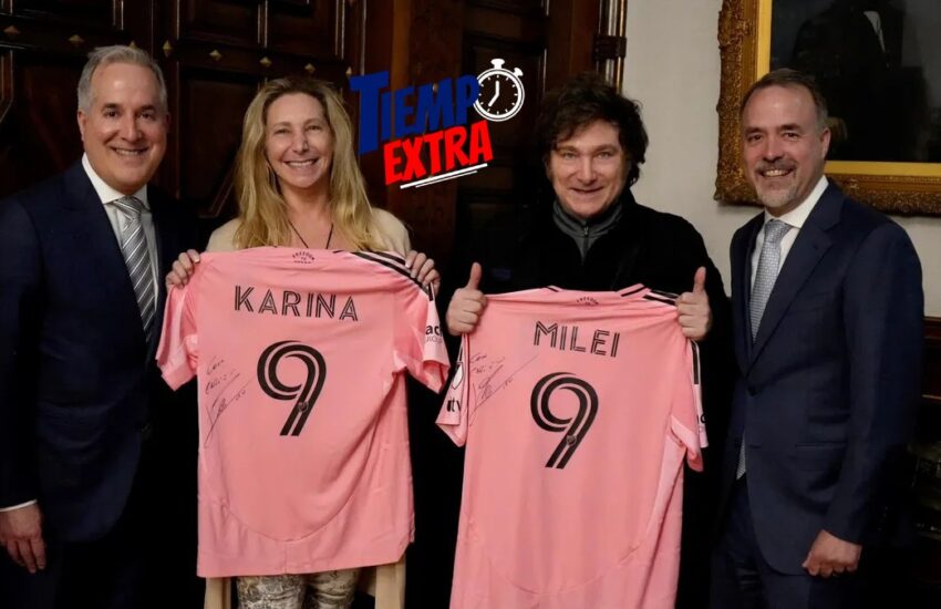 Javier Milei recibe la camiseta de Messi TERD